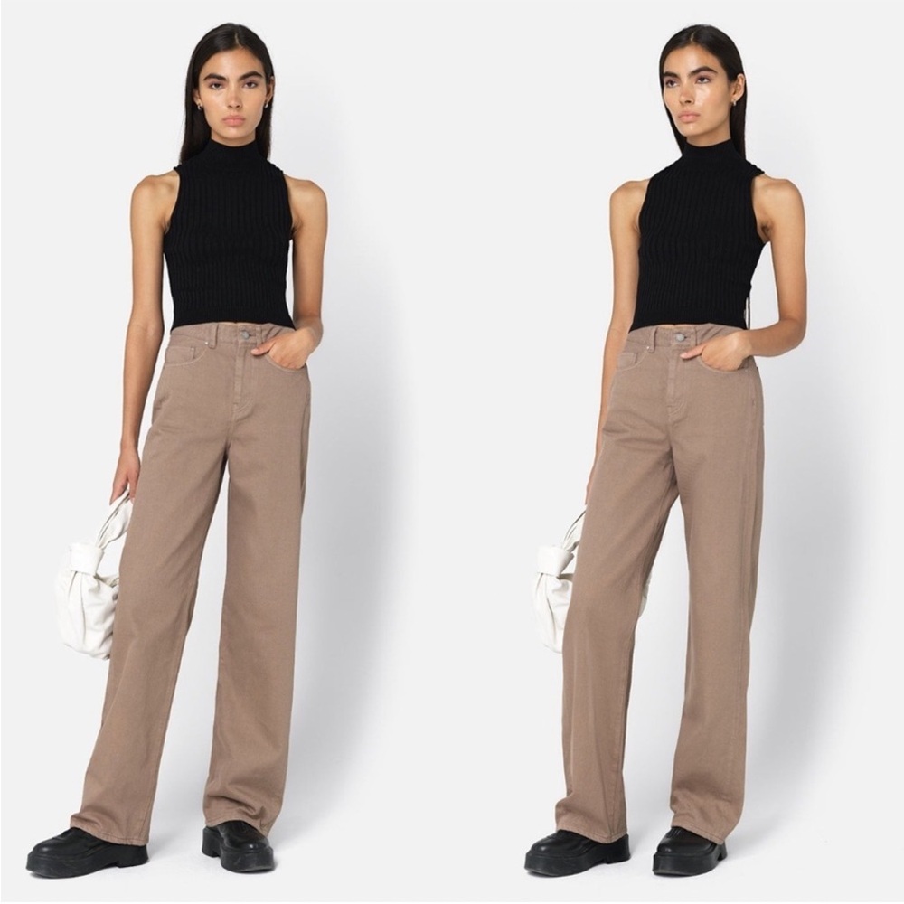 John Elliot Taupe Brown High Rise Straight Leg Size 25 NWT